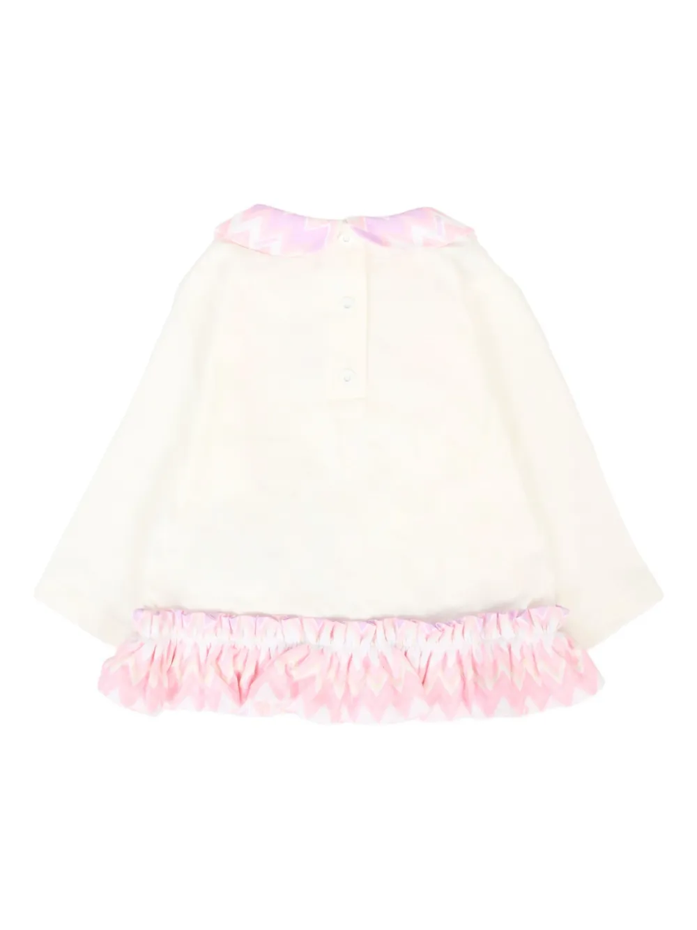 Missoni Kids T-shirt met chevron patroon en ruches Wit