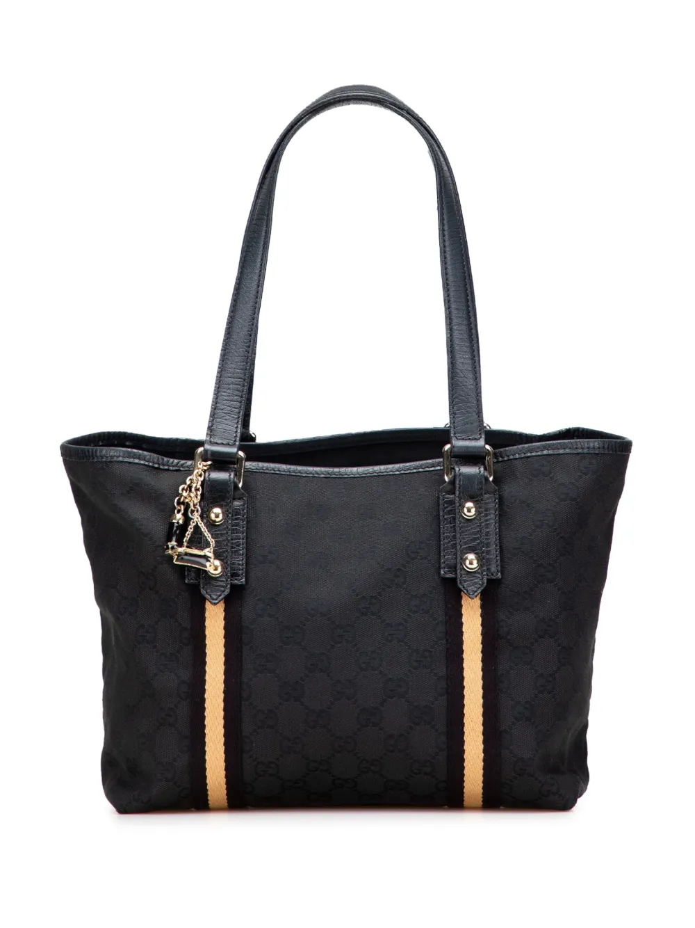 Pre-owned Gucci 2000-2015 Gg Canvas Jolicoeur Tote Bag In Black