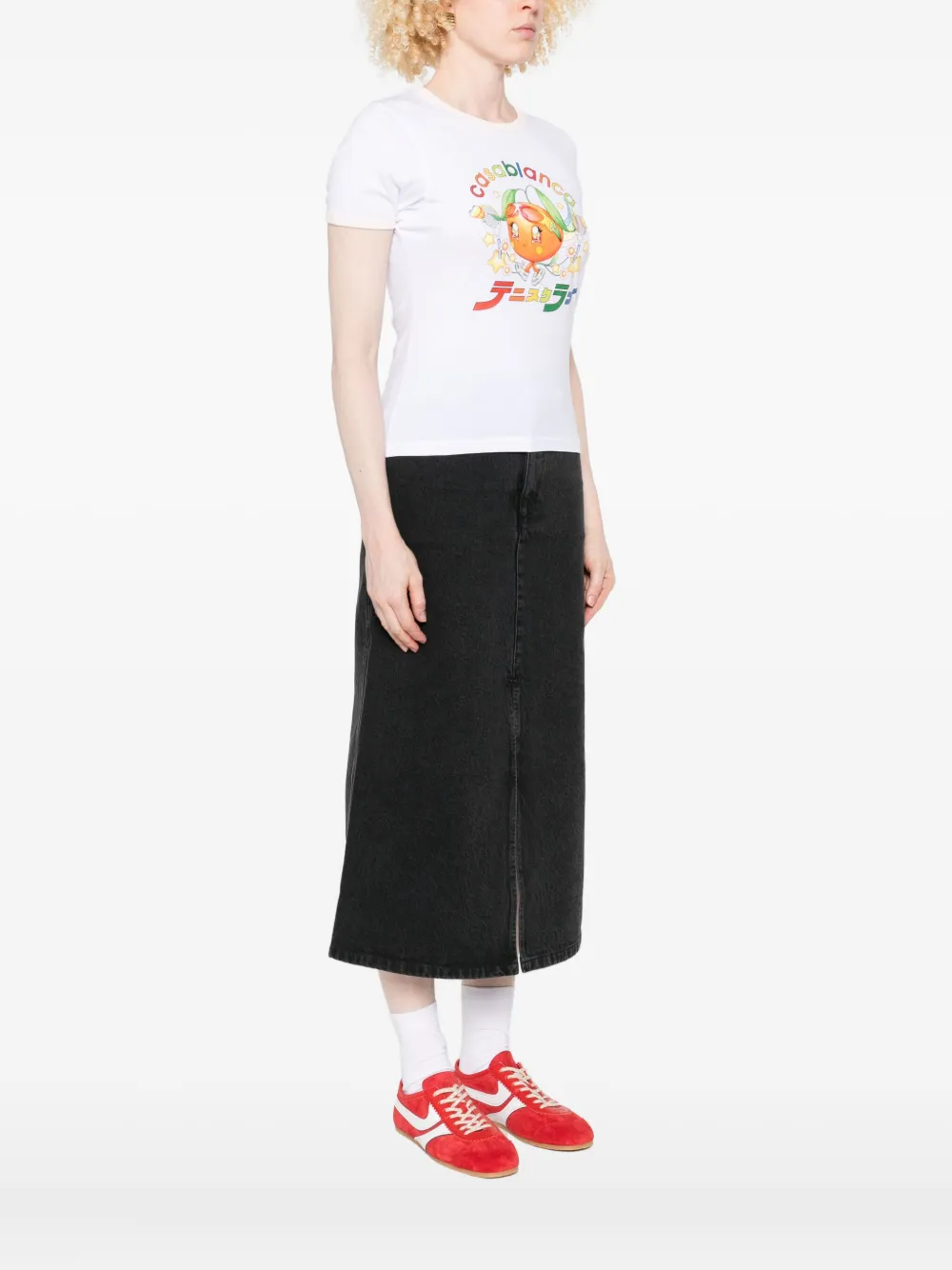 Casablanca printed ringer T-shirt Wit
