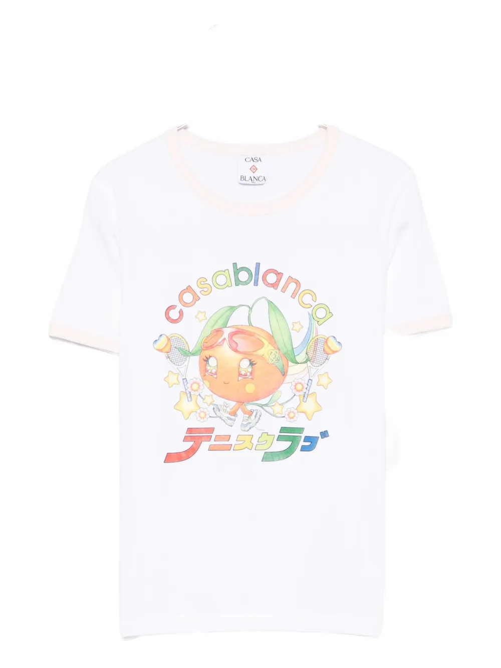 Casablanca printed ringer T-shirt Wit