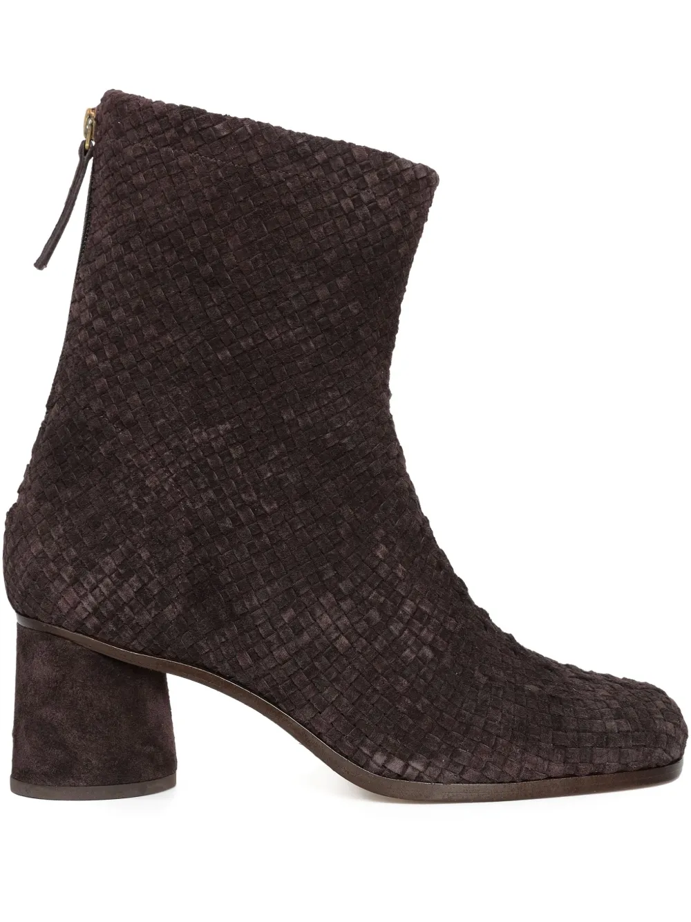 Sarah Chofakian 60mm woven-leather block-heel boots Brown
