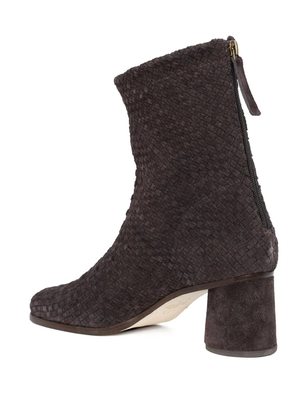 Sarah Chofakian 60 mm geweven leren laarzen met blokhak Bruin