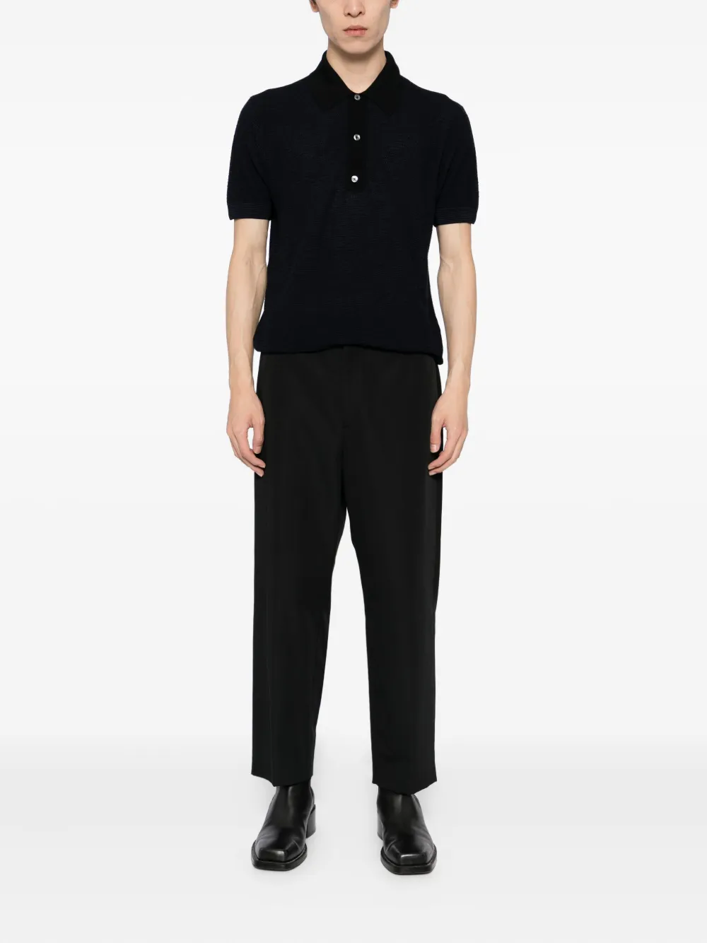TOM FORD Poloshirt met textuur - Zwart