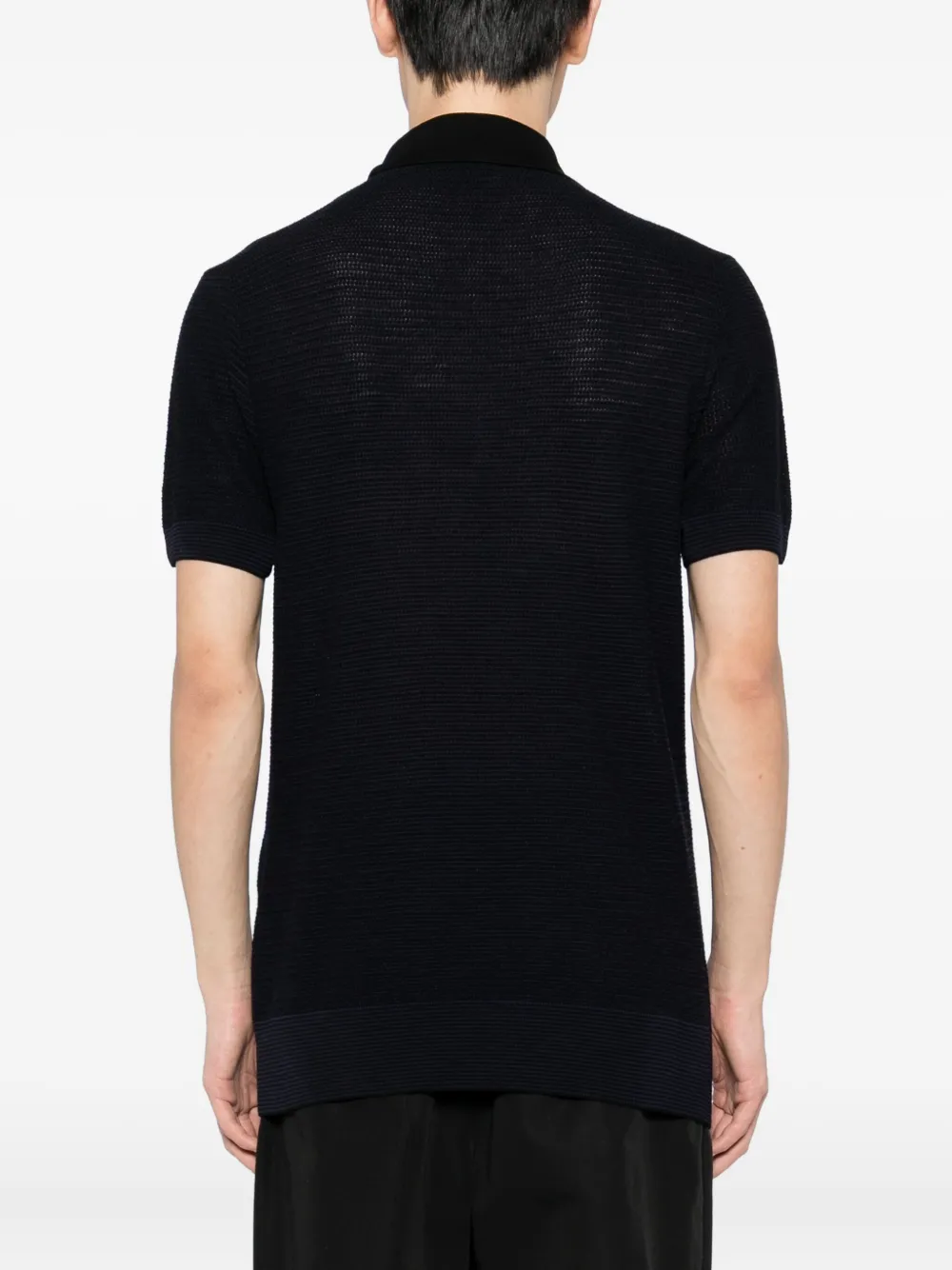 Tom Ford Textured Wool Polo Shirt In Black