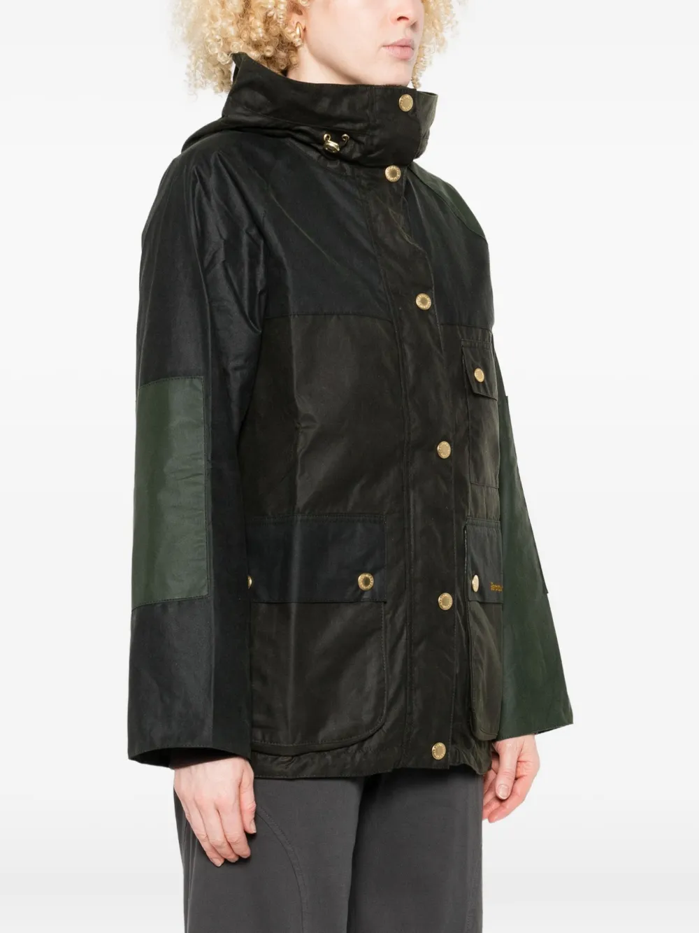 Barbour Hooded Cotton Jacket In Green