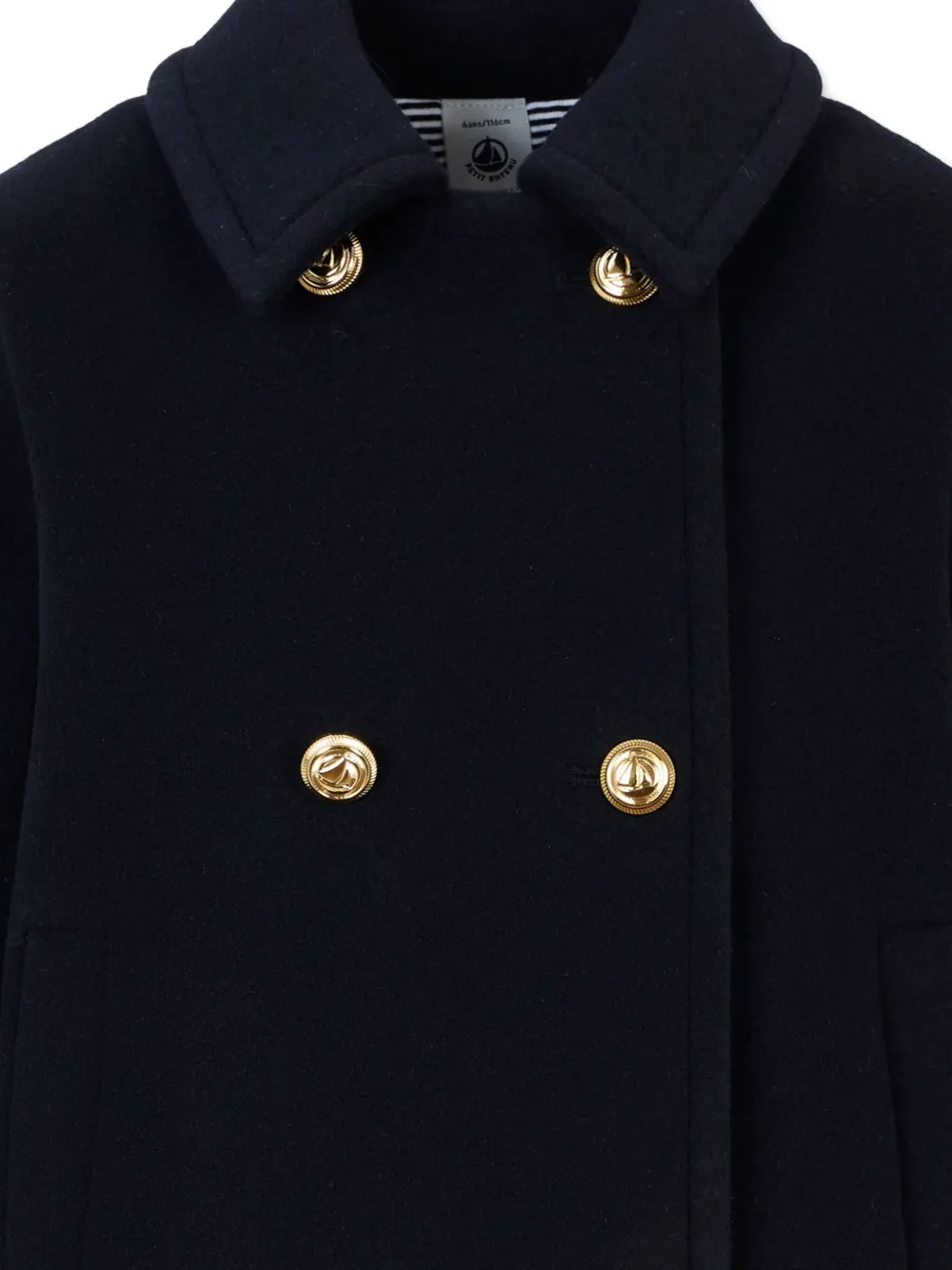 Petit Bateau notched double-breasted coat Blauw