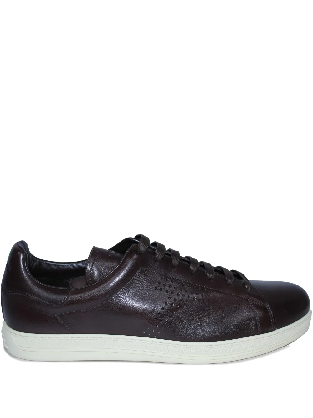 TOM FORD perforated-detail leather sneakers | Brown | Image 1