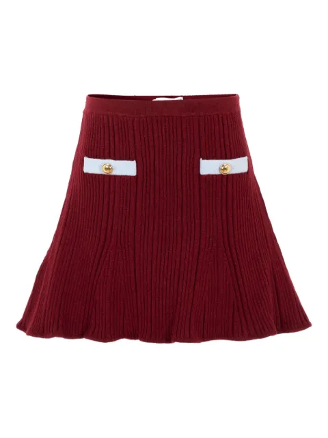 Self-Portrait Kids ribbed-knit button-embellished skirt
