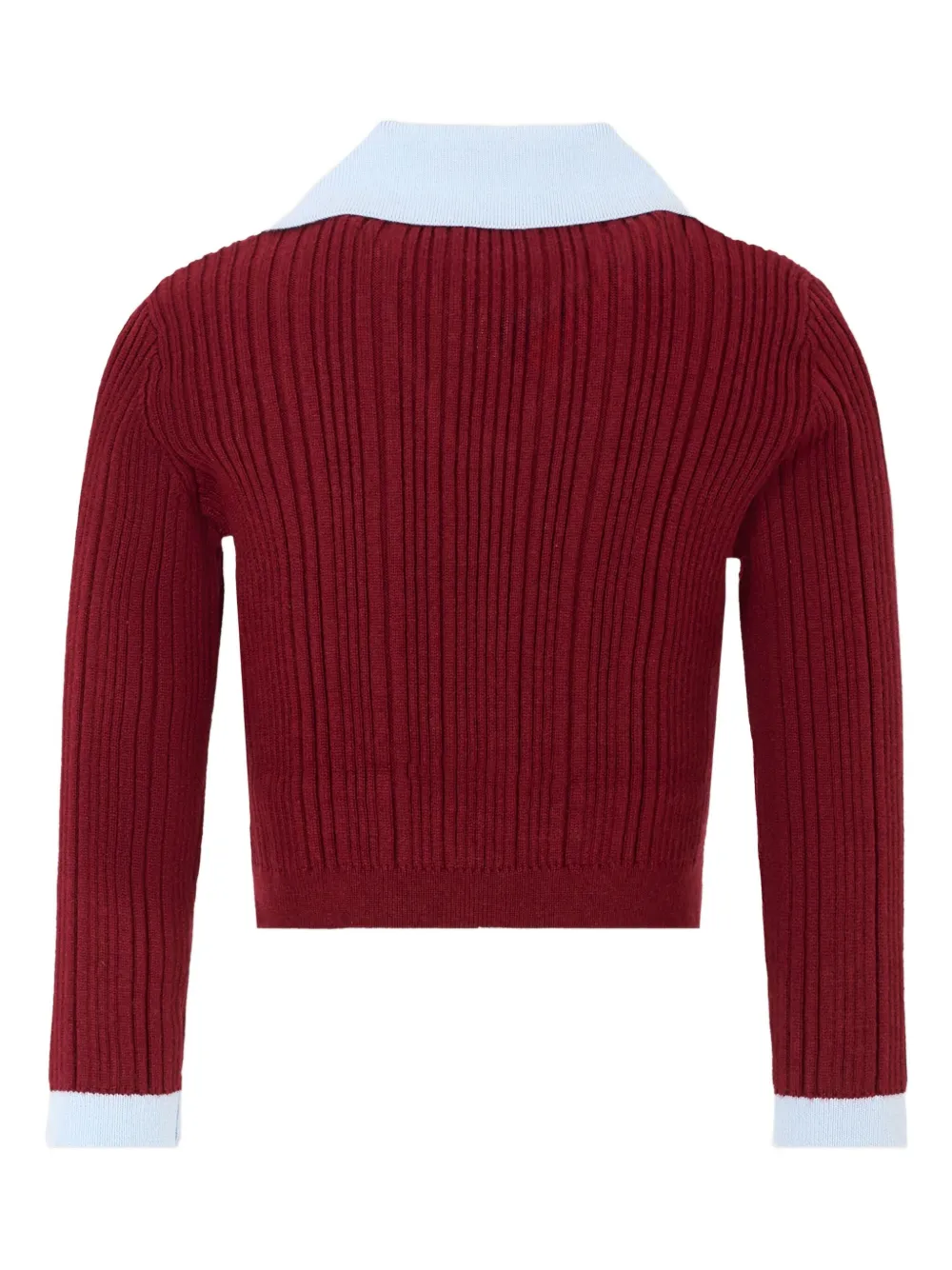 Self-Portrait Kids Ribgebreid vest met kraag Rood