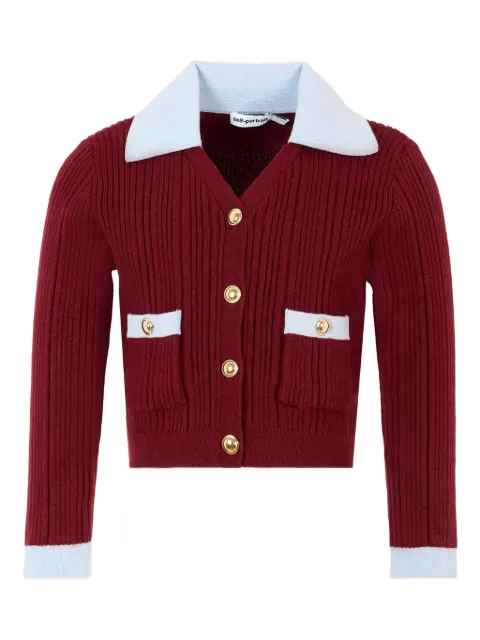 Self-Portrait Kids ribbed-knit collar cardigan