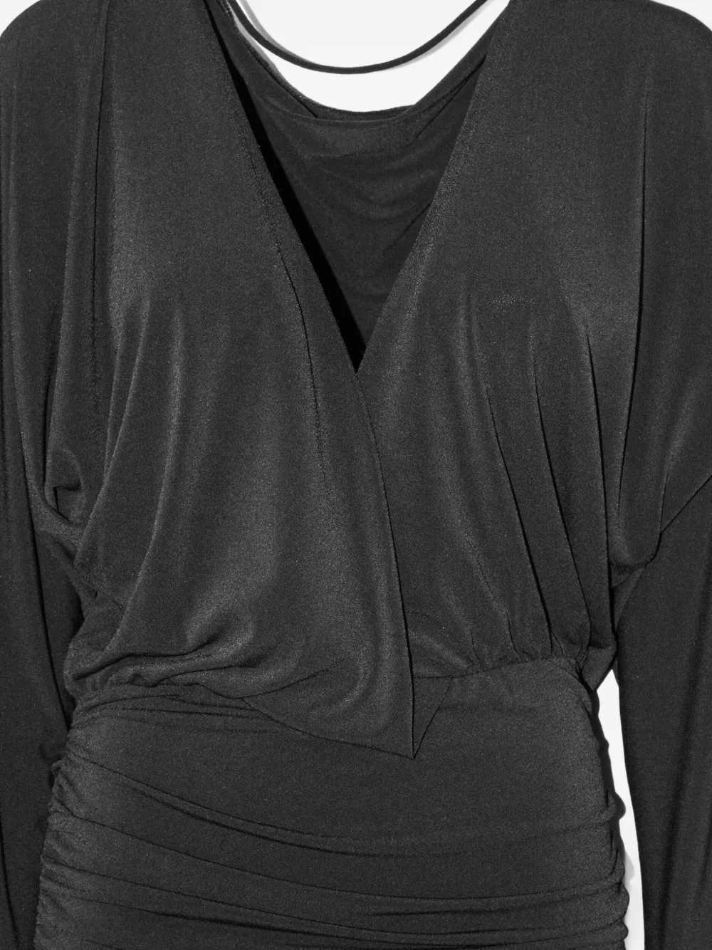 THE ANDAMANE draped V-neck mini dress - Zwart