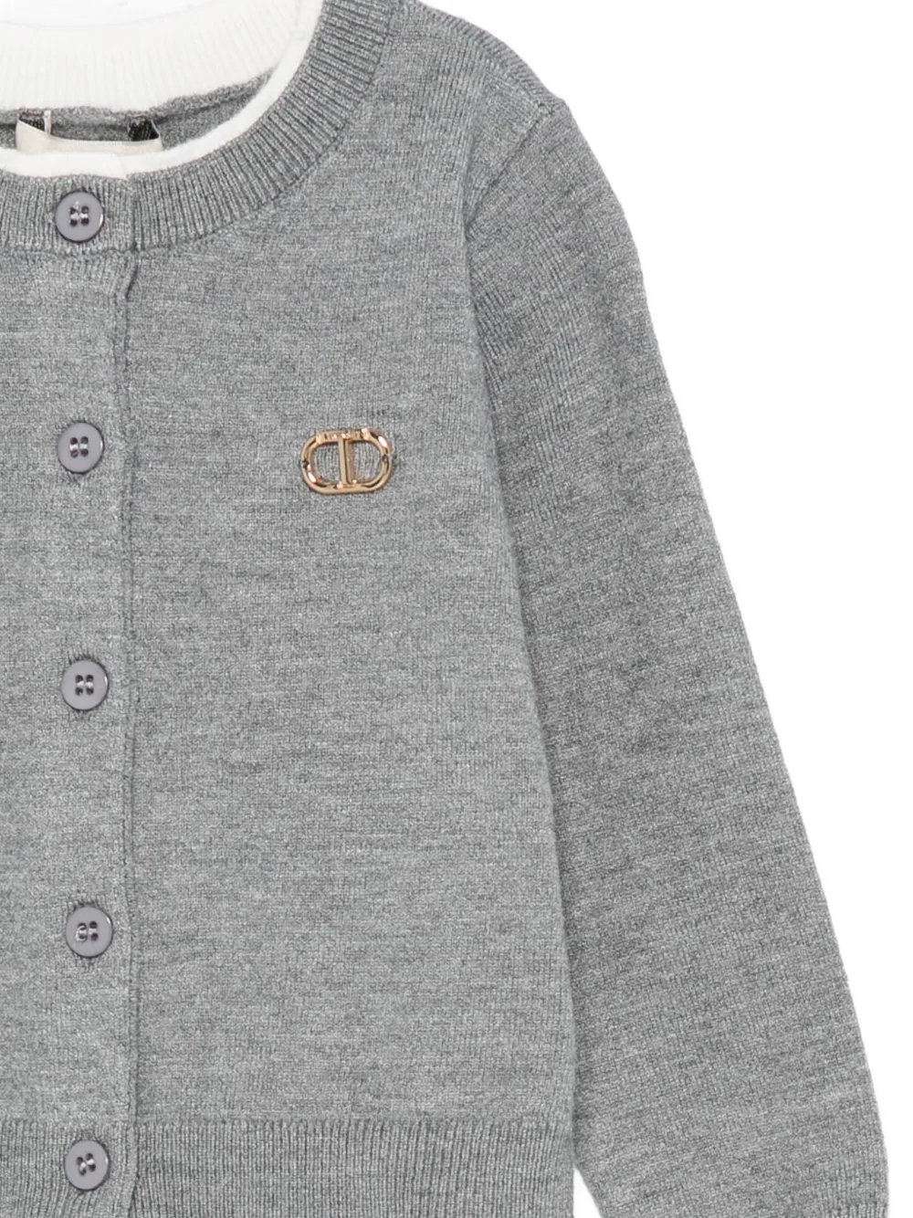 TWINSET Kids Vest met logo en knoopsluiting Grijs