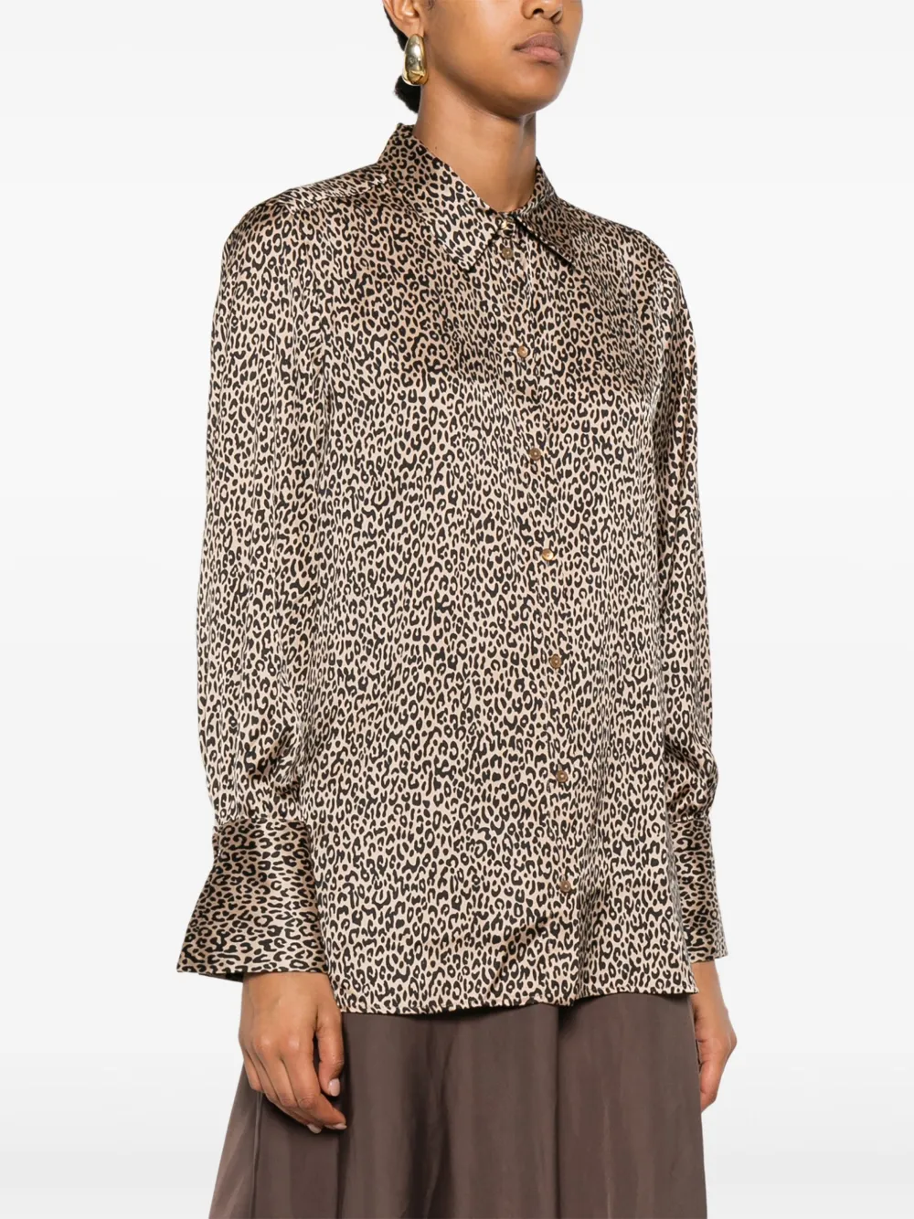 Pennyblack Leopard-print Button-up Shirt In Brown