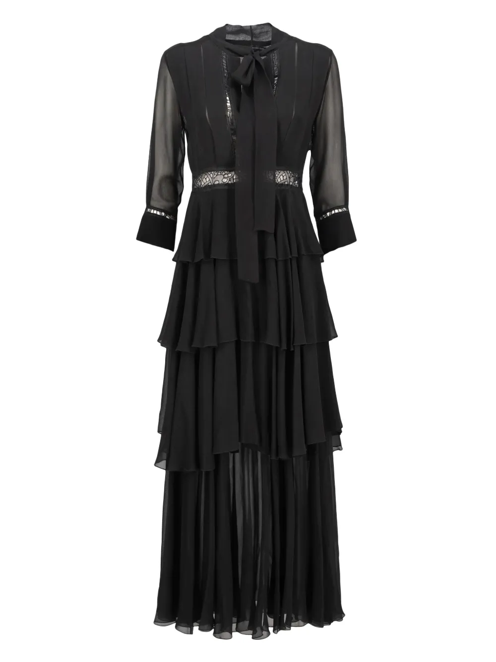 Ermanno Scervino pre-owned lace-detail silk maxi dress | Black | Image 1