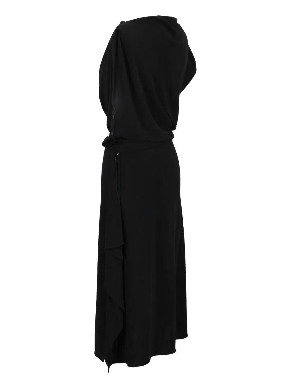 Vionnet draped asymmetrical dress - Zwart