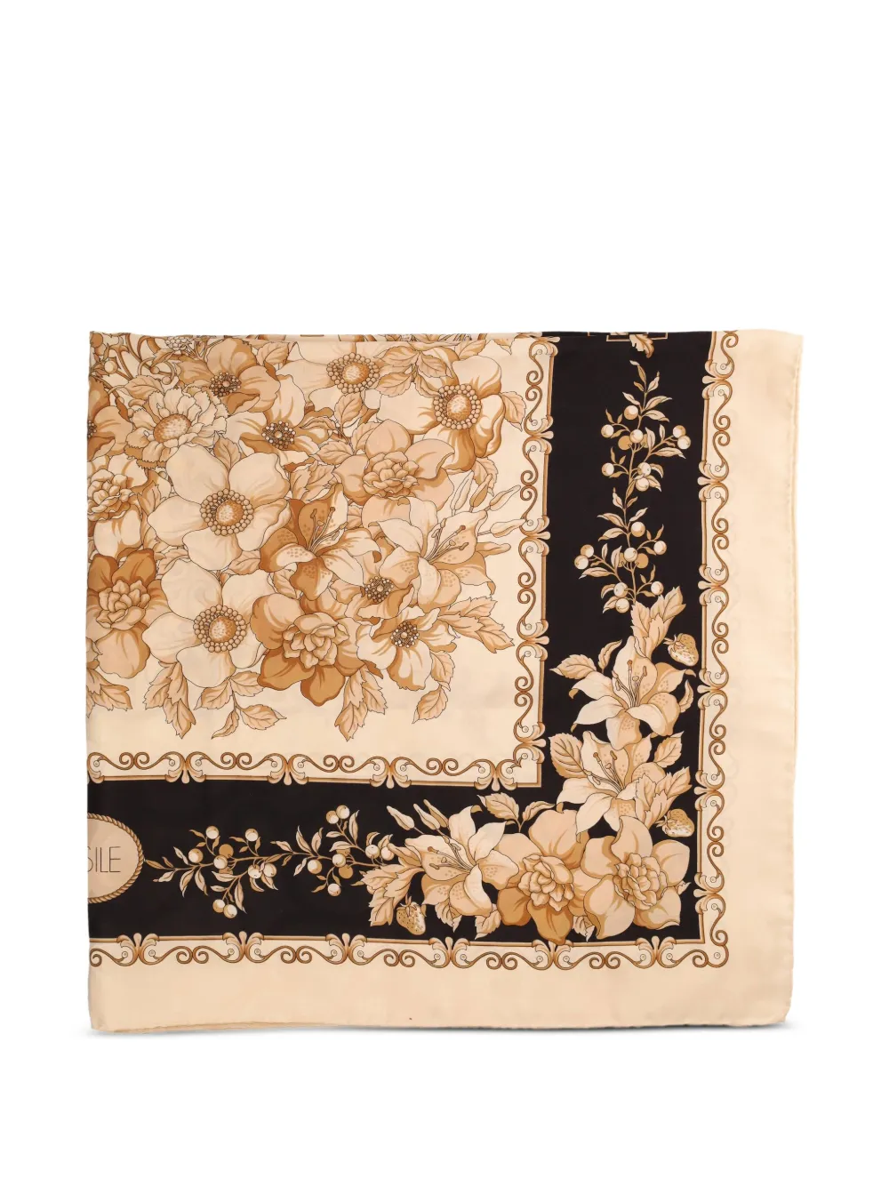 flower-print silk scarf