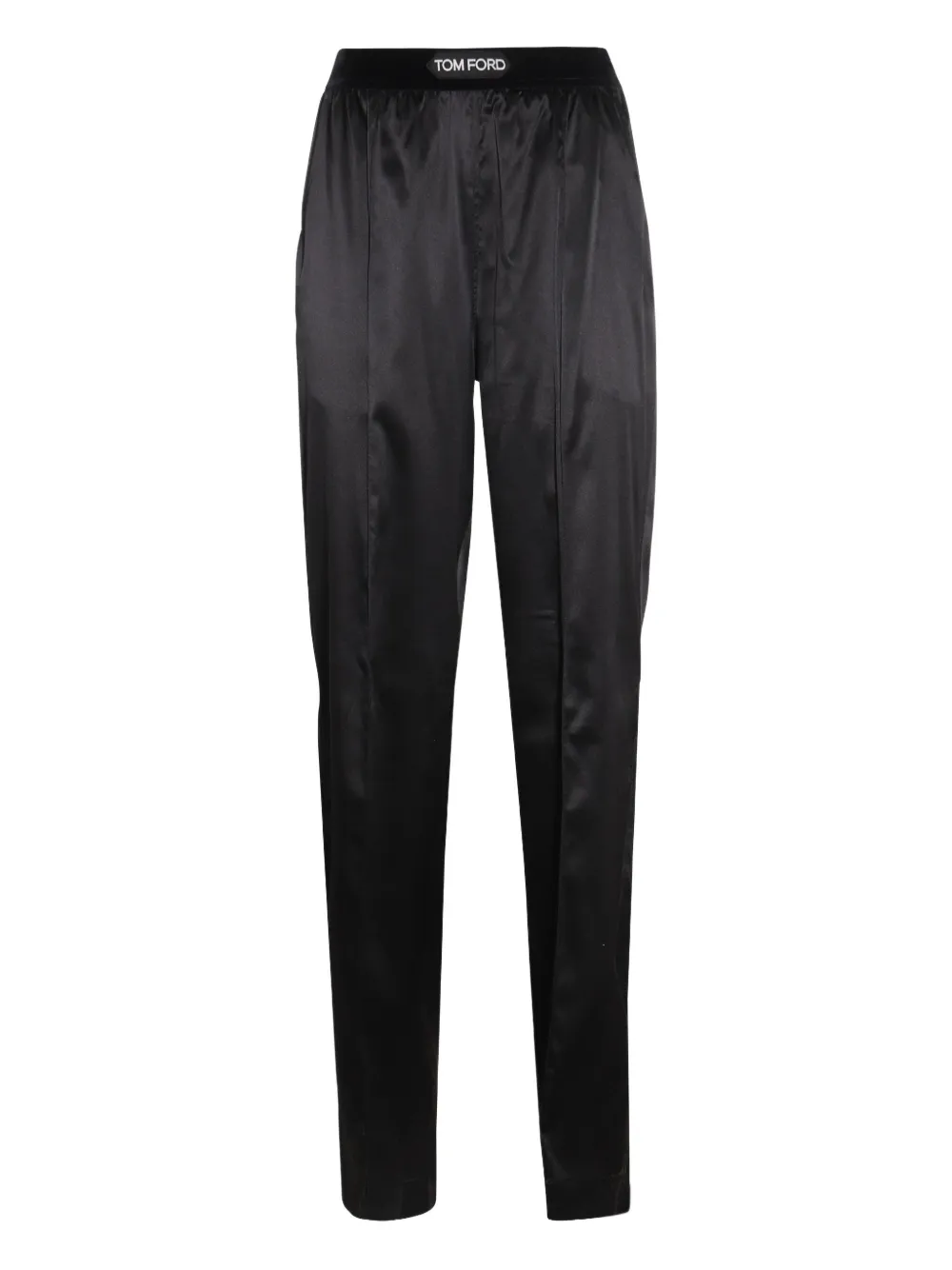 TOM FORD elastic-waistband satin trousers Zwart