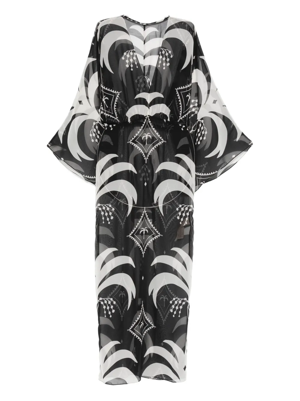 Johanna Ortiz Spiritual Healers Cape-sleeve Maxi Dress In Black