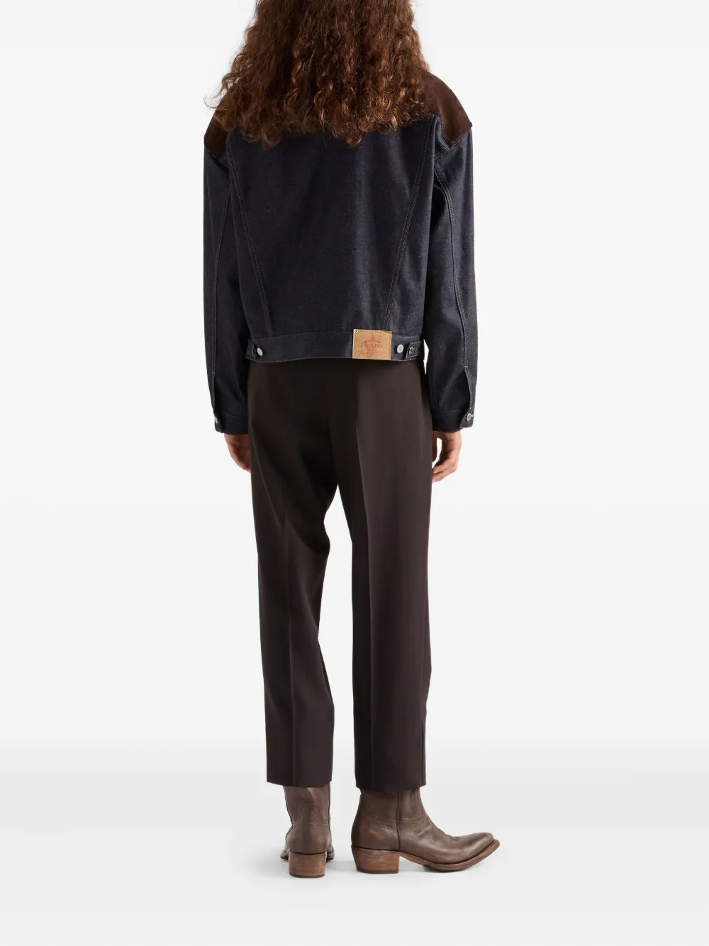 Prada Denim jack met suède vlak Blauw