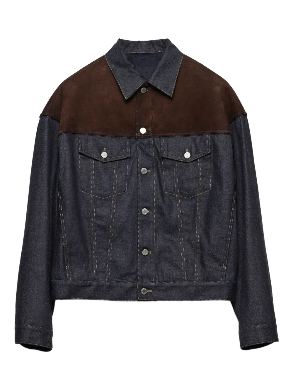 Prada veste en jean à empiècements en daim | bleu | Image 1