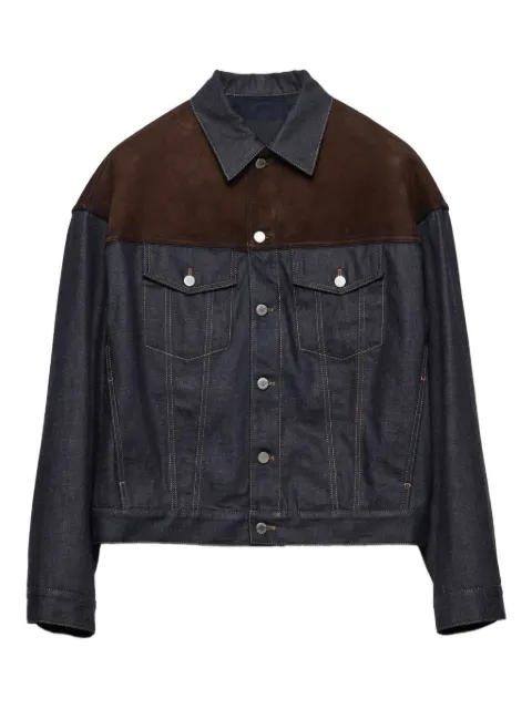 Prada suede-panel denim jacket