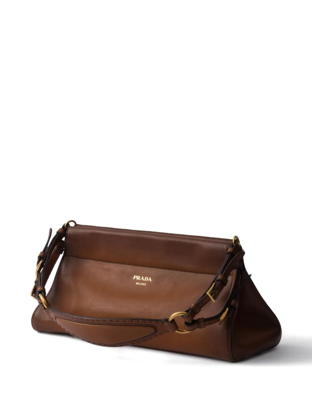 Prada Leather Shoulder Bag In Brown
