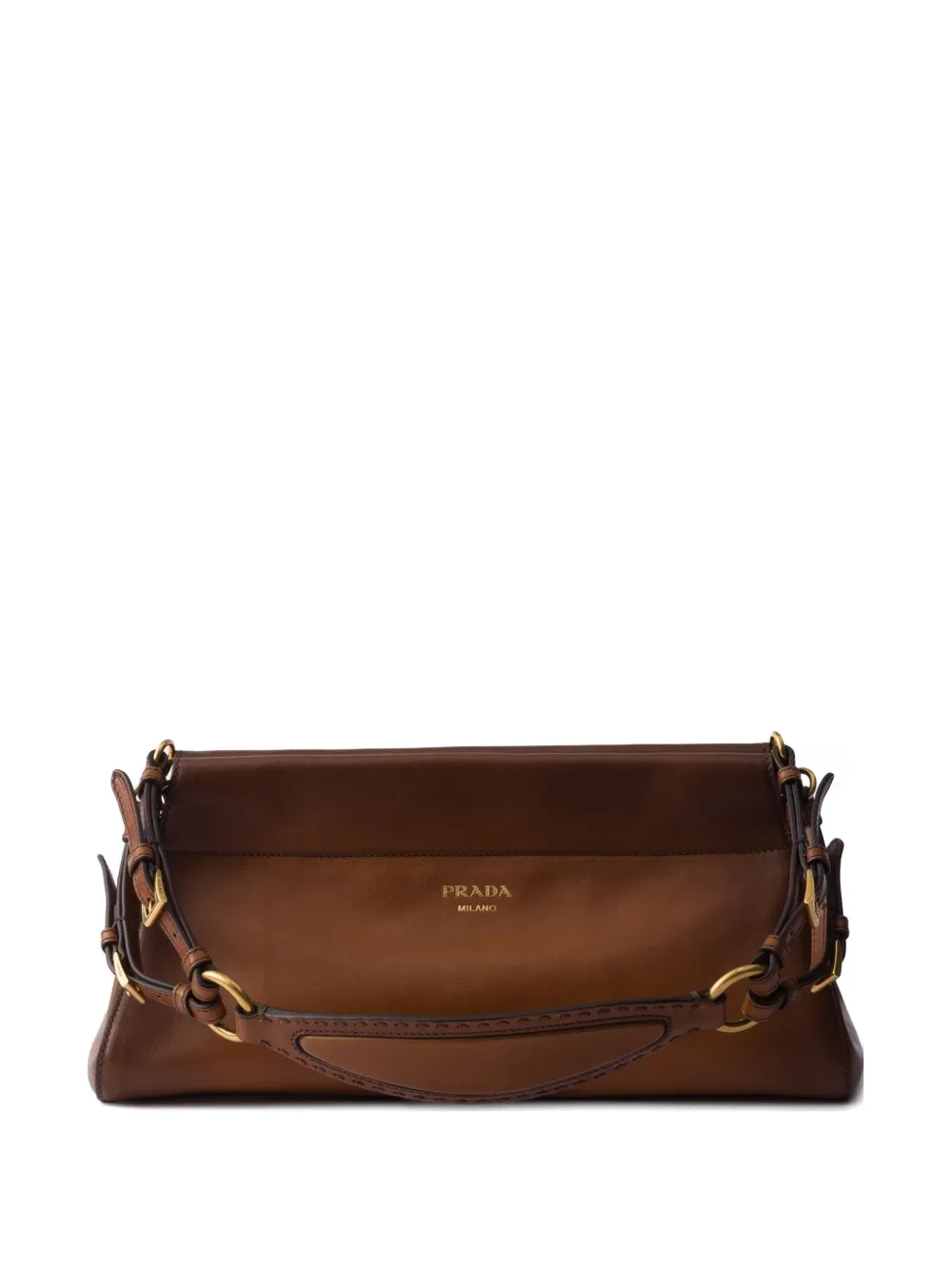 Prada Enchaîné レザーショルダーバッグ - ブラウン Prada Enchaîné レザーショルダーバッグ - ブラウン