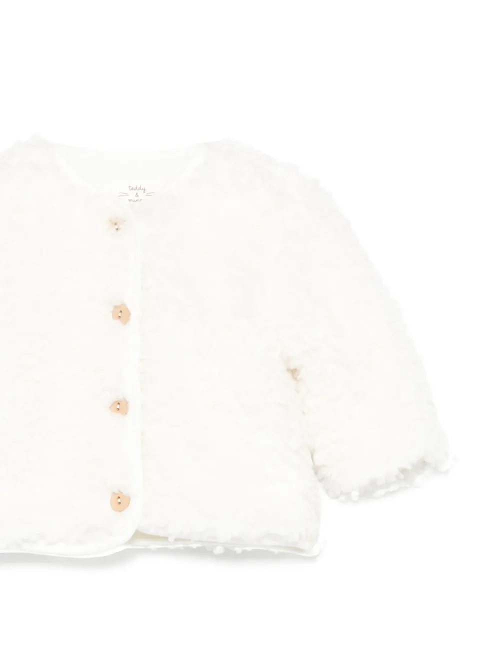  Teddy & Minou Fleece Textured Button Jacket - Neutrals 