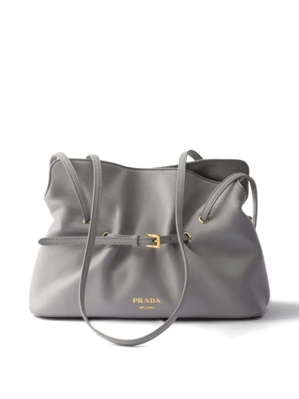 Prada Small Dada Leather Tote Bag | Grey | FARFETCH