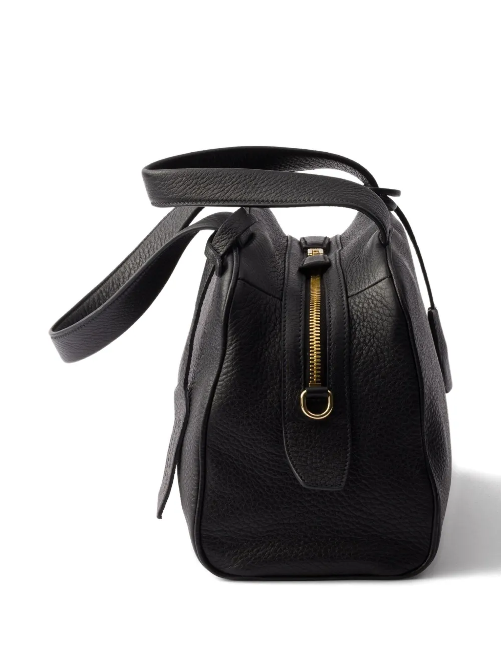 Prada Leren shopper met handvat en rits Zwart