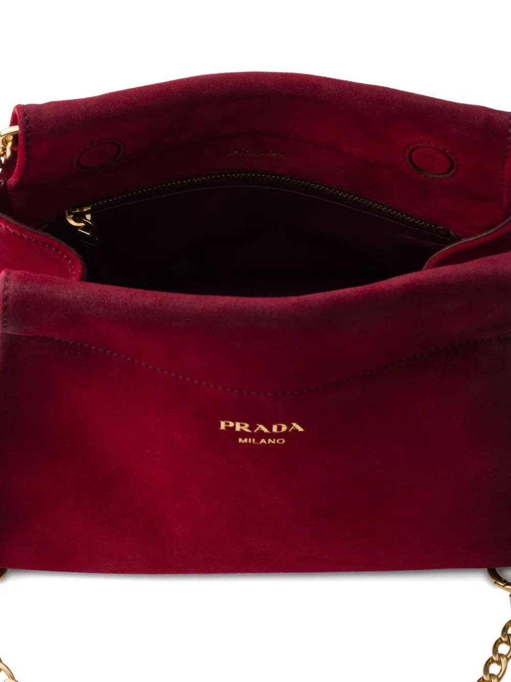 Prada Enchaîné schoudertas met kettingband en logo Rood