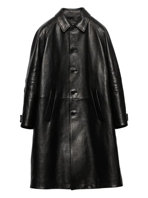 Prada button-fastening leather coat