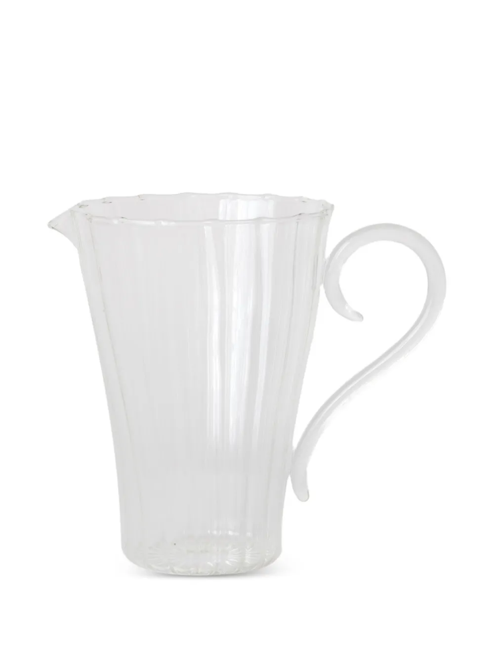 Sophie Lou Jacobsen Ribbed Glass Pitcher In White