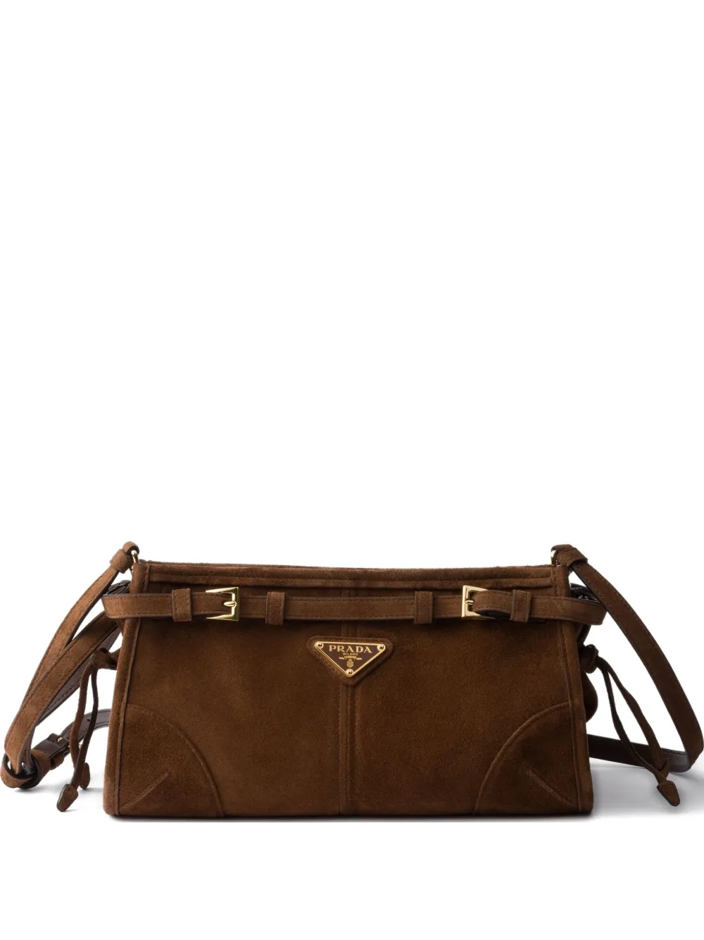 Prada suede buckle-fastening shoulder bag Bruin