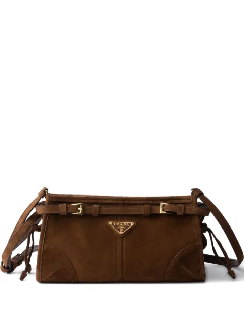 Prada 버클 클로저 스웨이드 숄더 백
