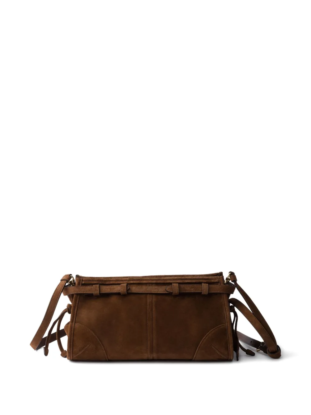 Prada suede buckle-fastening shoulder bag - Bruin