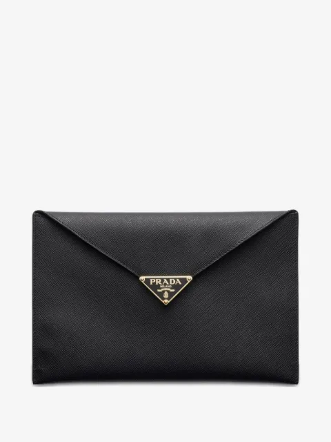 Prada triangle-logo envelope clutch