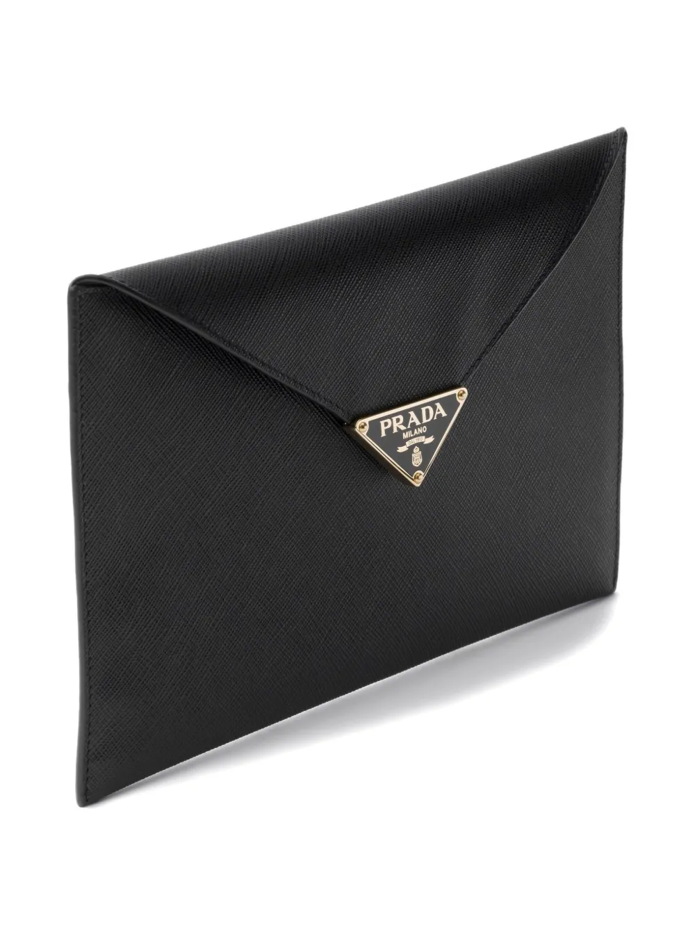Prada Envelope clutch met triangel logo Zwart