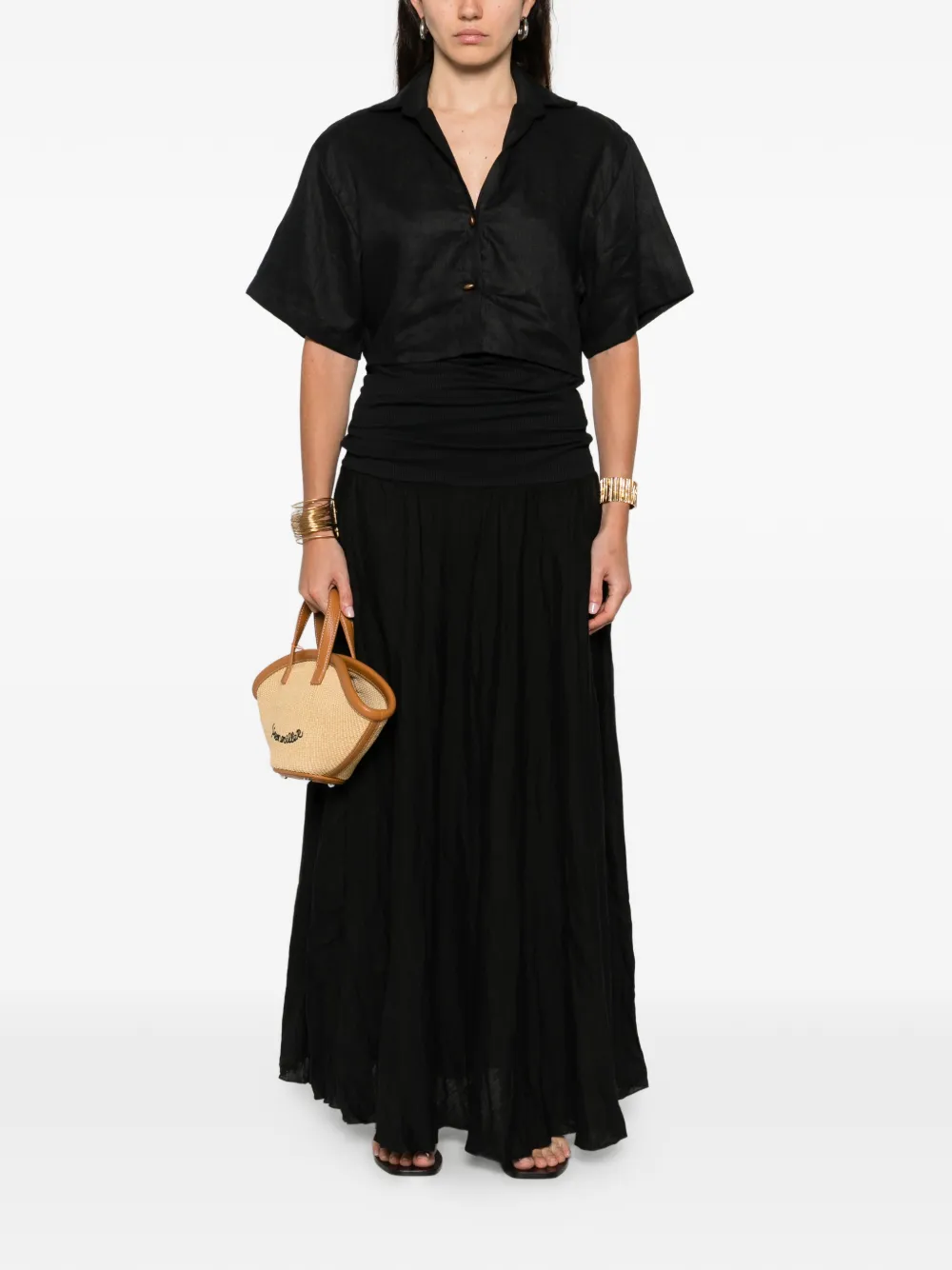Johanna Ortiz Panelled Maxi Skirt In Black