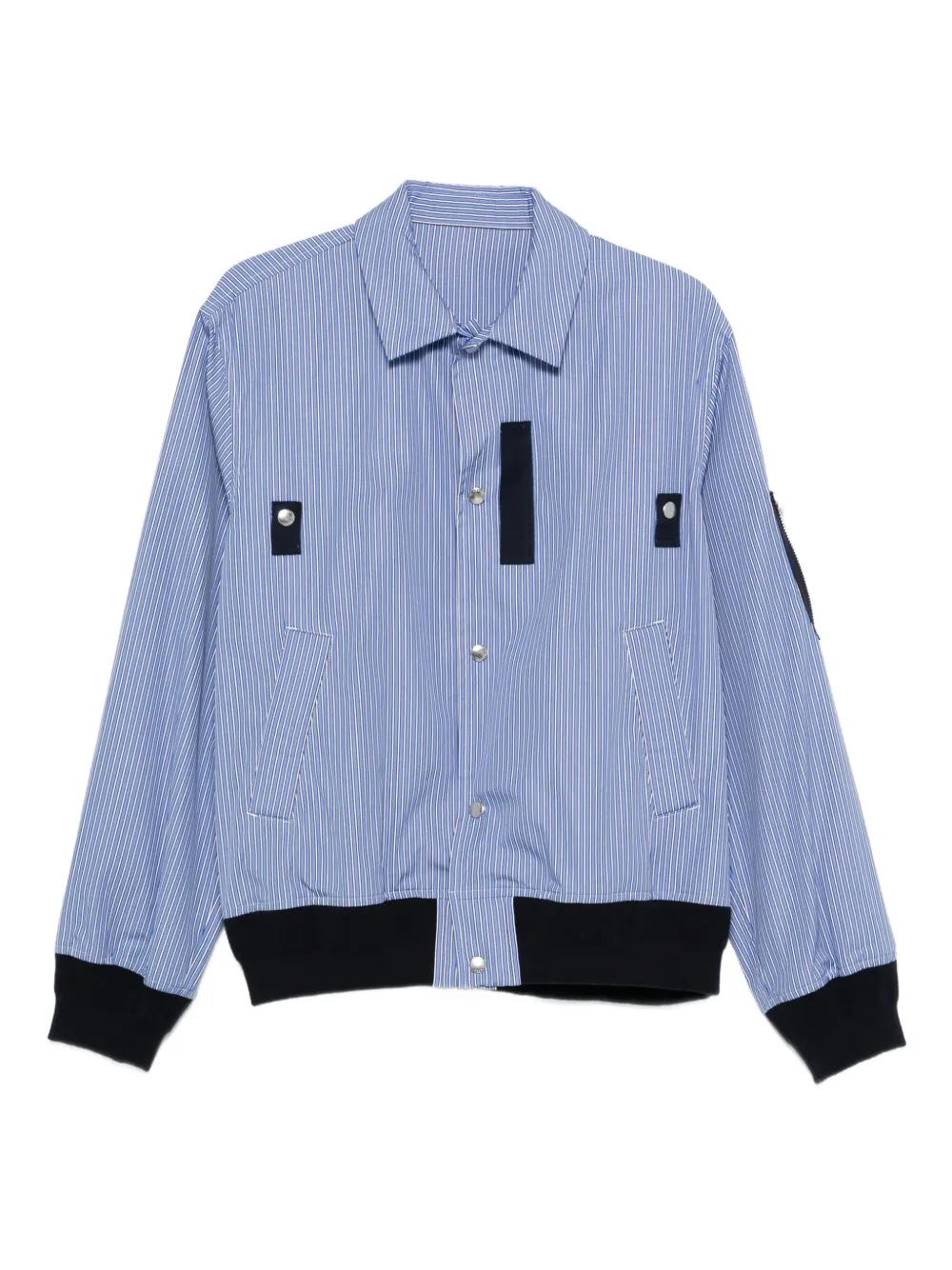 Sacai Gestreept bomberjack met vlakken Blauw