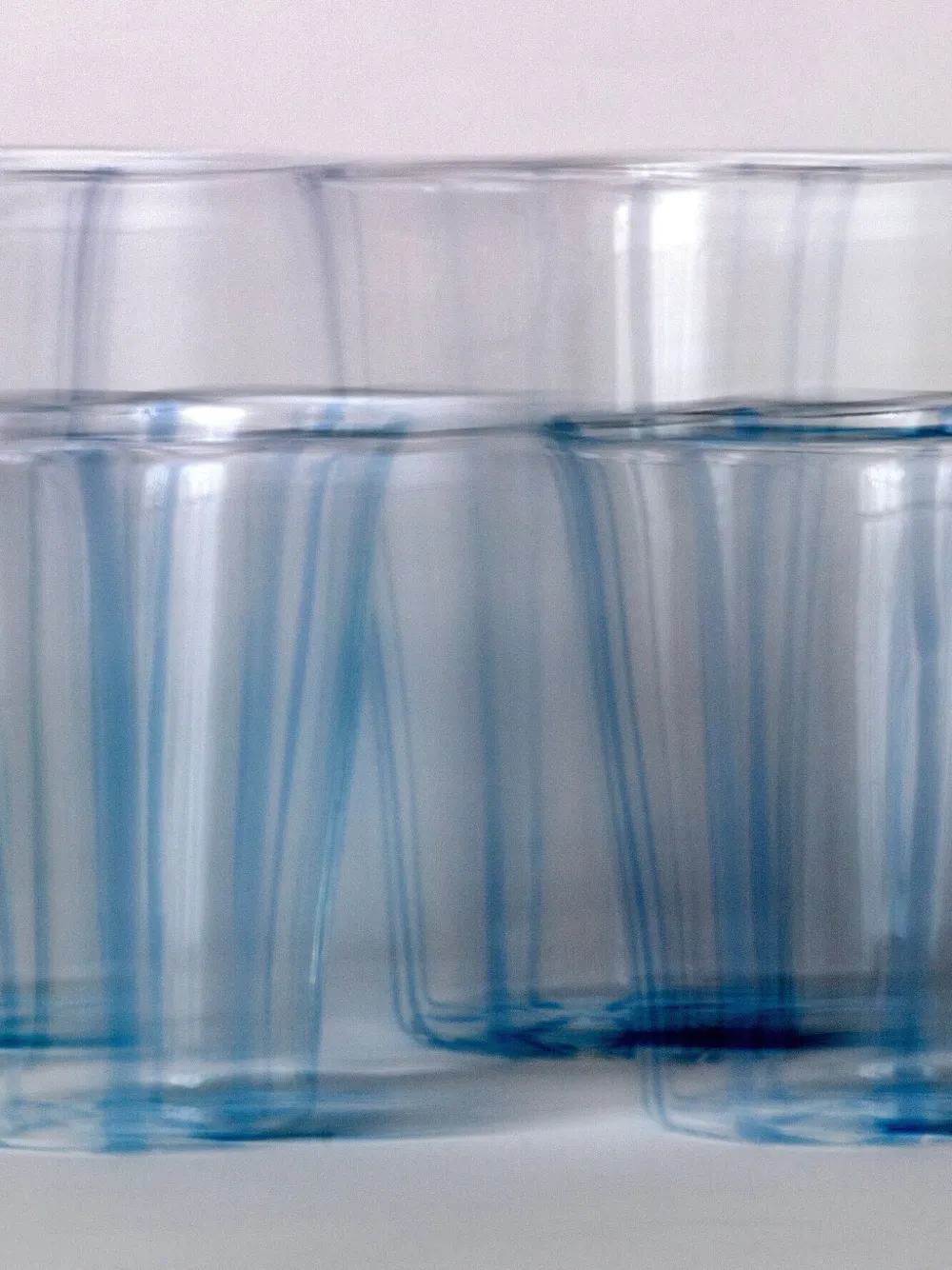 Sophie Lou Jacobsen Ribbed Glass Tumbler (set Of Two) In Blue