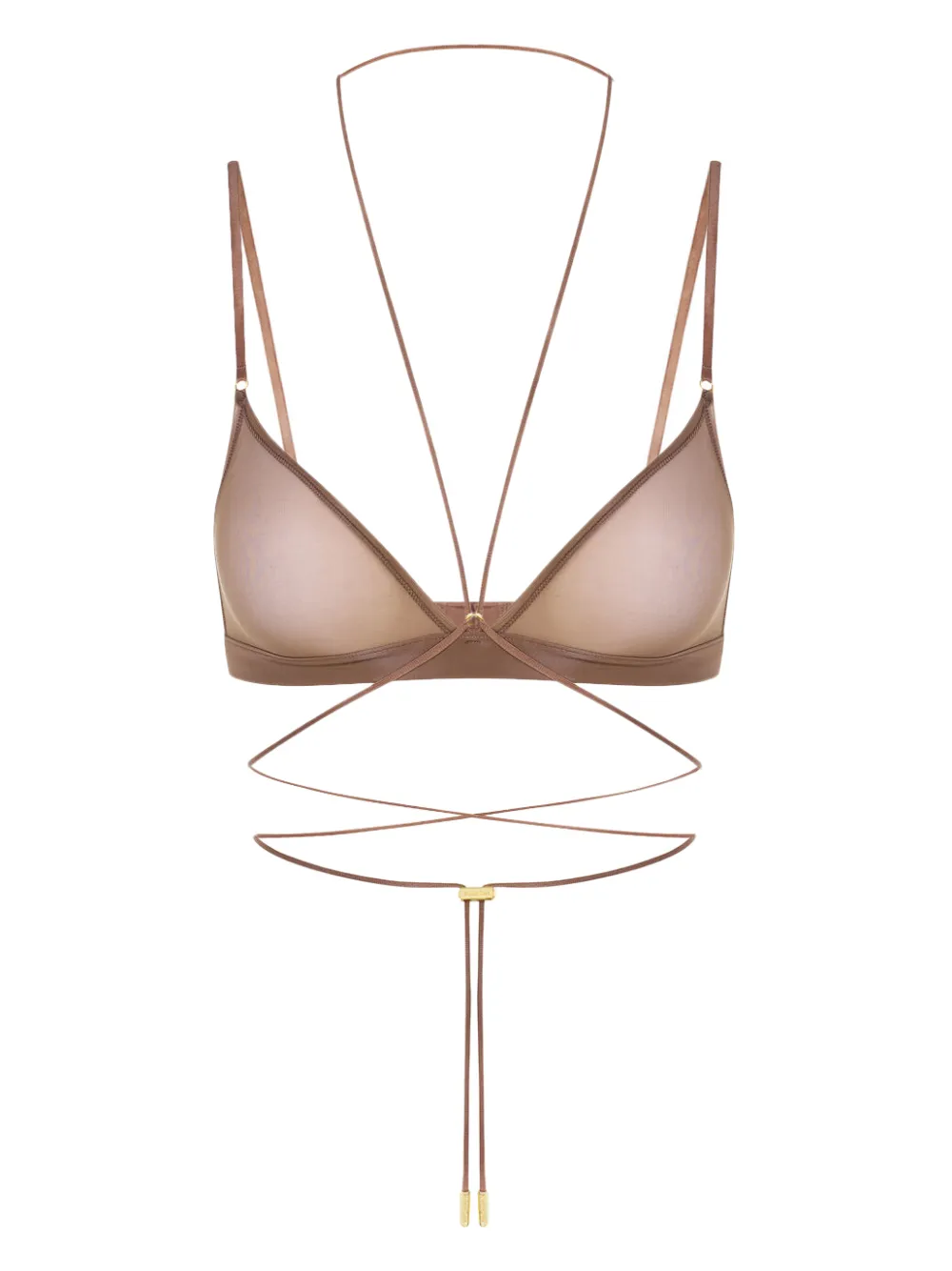 Maison Close Cross-back Triangle Bra In Brown