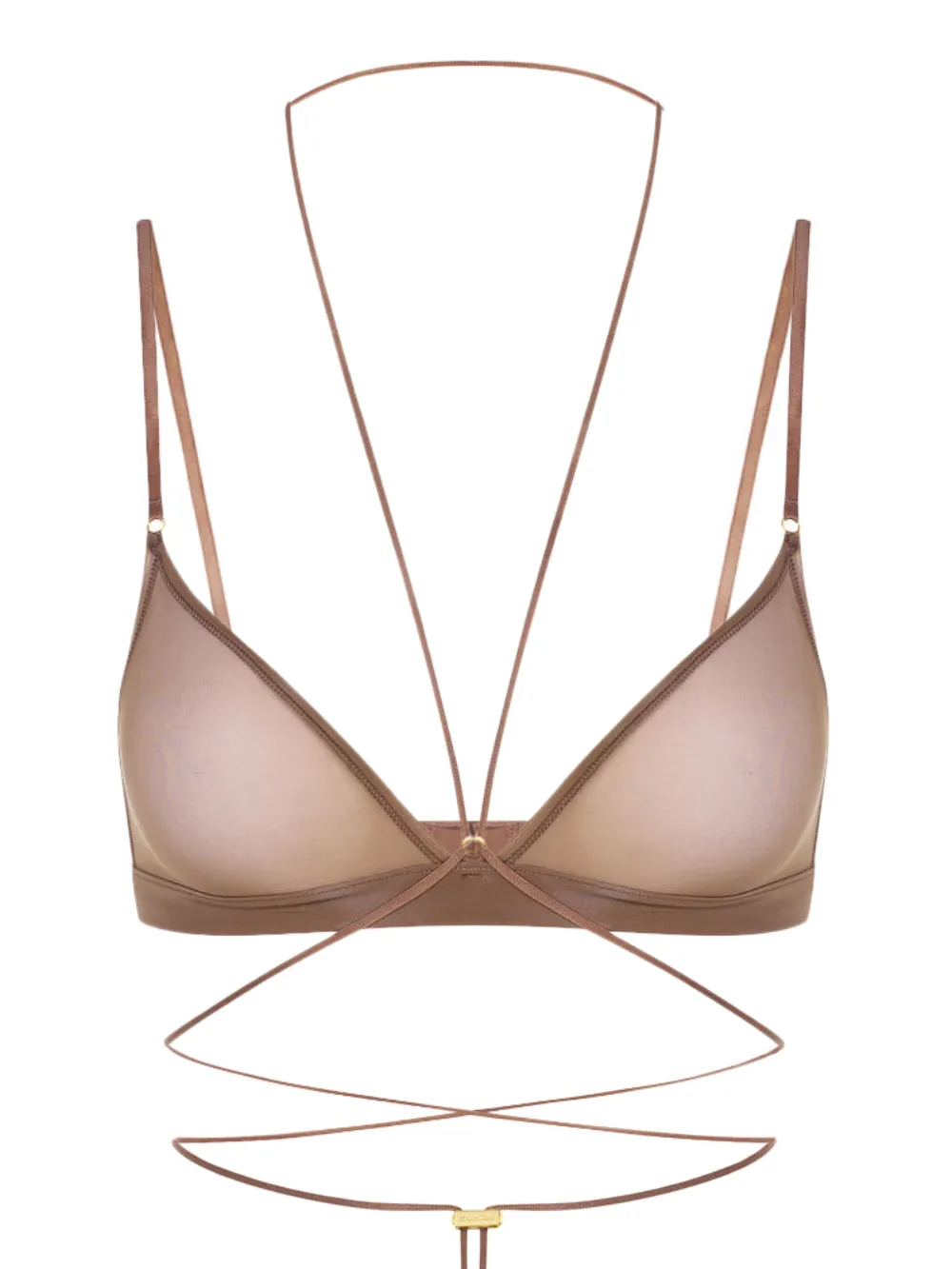Maison Close Cross-back Triangle Bra In Brown