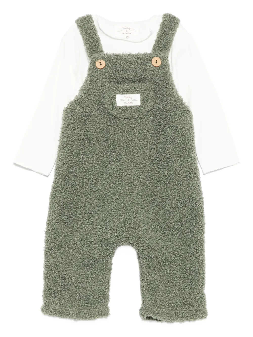 TEDDY & MINOU logo-patch dungaree (set of two) Groen