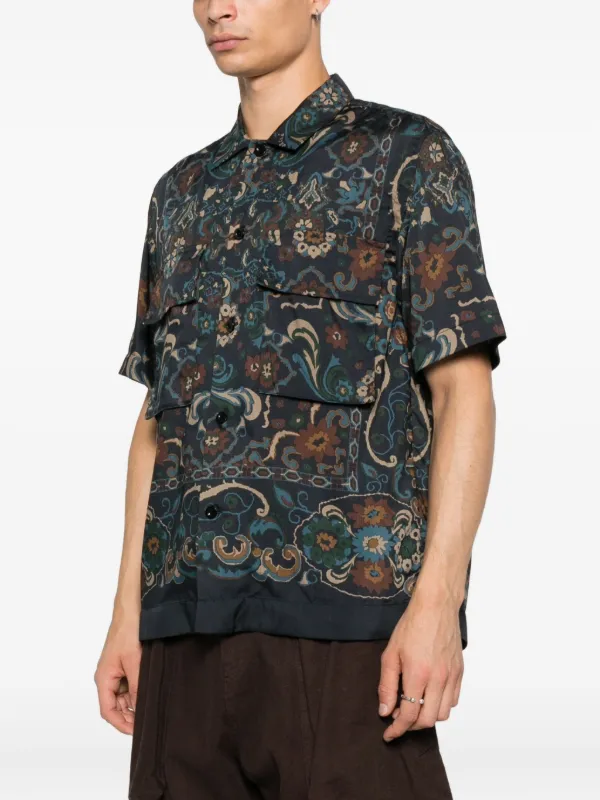 sacai ペイズリー柄 ドッキングシャツ 中古・古着通販】sacai (サカイ) ペイズリーシャツ ブラック サイズ:2