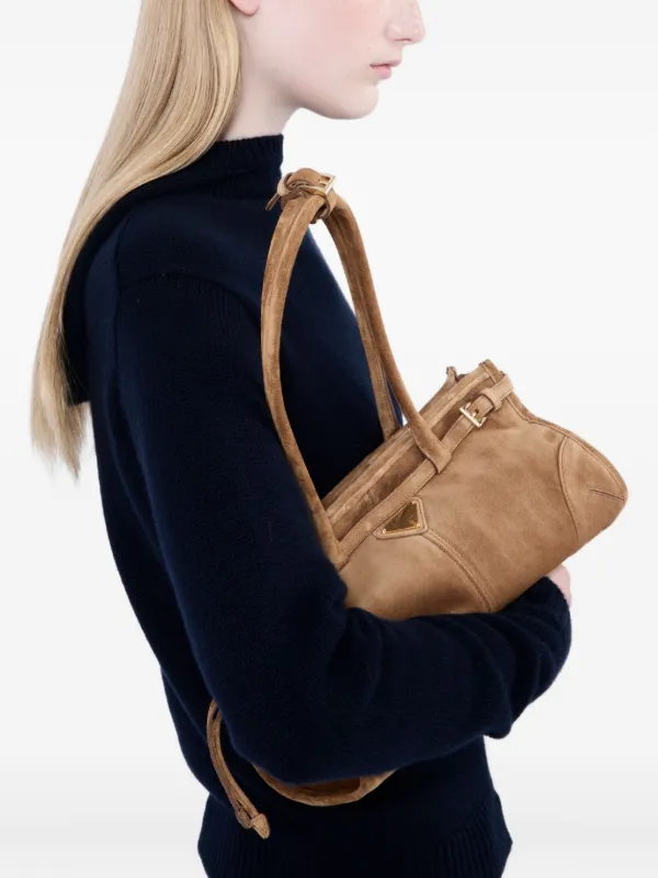 PRADA ブラウンハンドバッグ Prada レザーハンドバッグ | ブラウン | FARFETCH JP