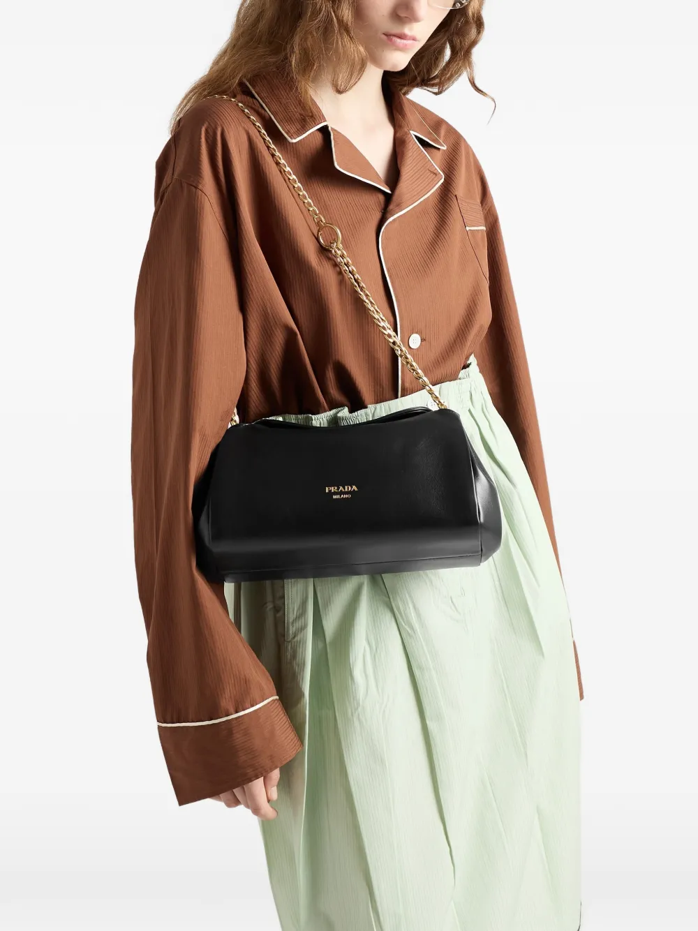 Prada Small Tumulte Shoulder Bag in Black, view 3