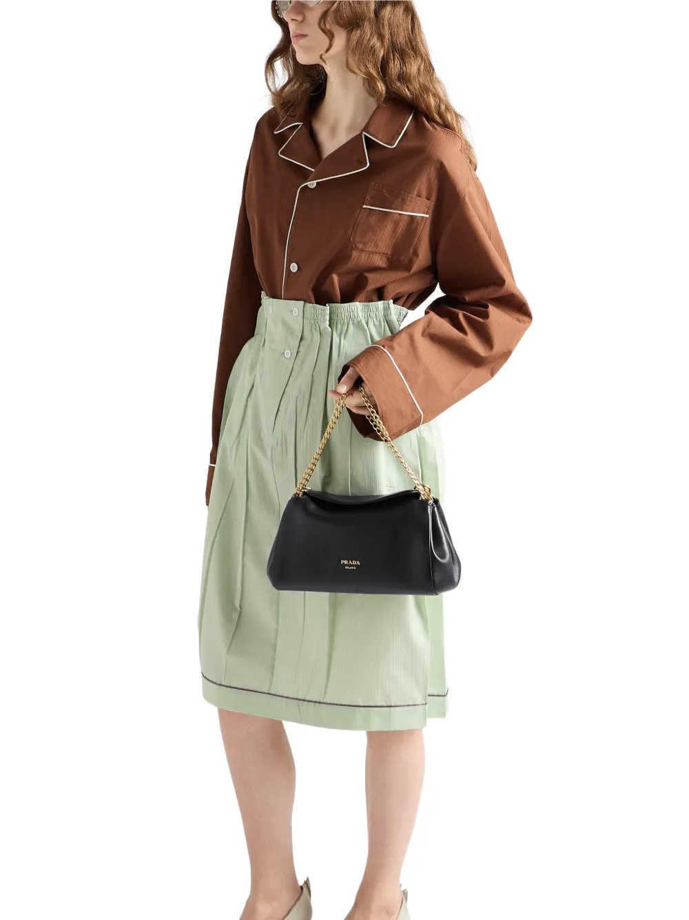Prada Small Tumulte Shoulder Bag in Black, view 2