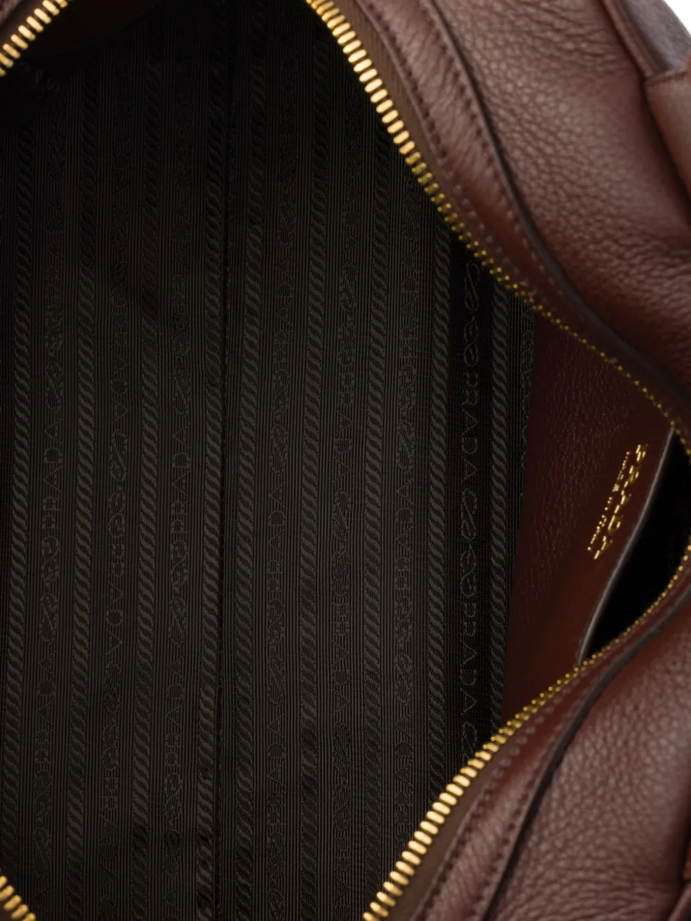 Prada Grote leren shopper met handvat Bruin
