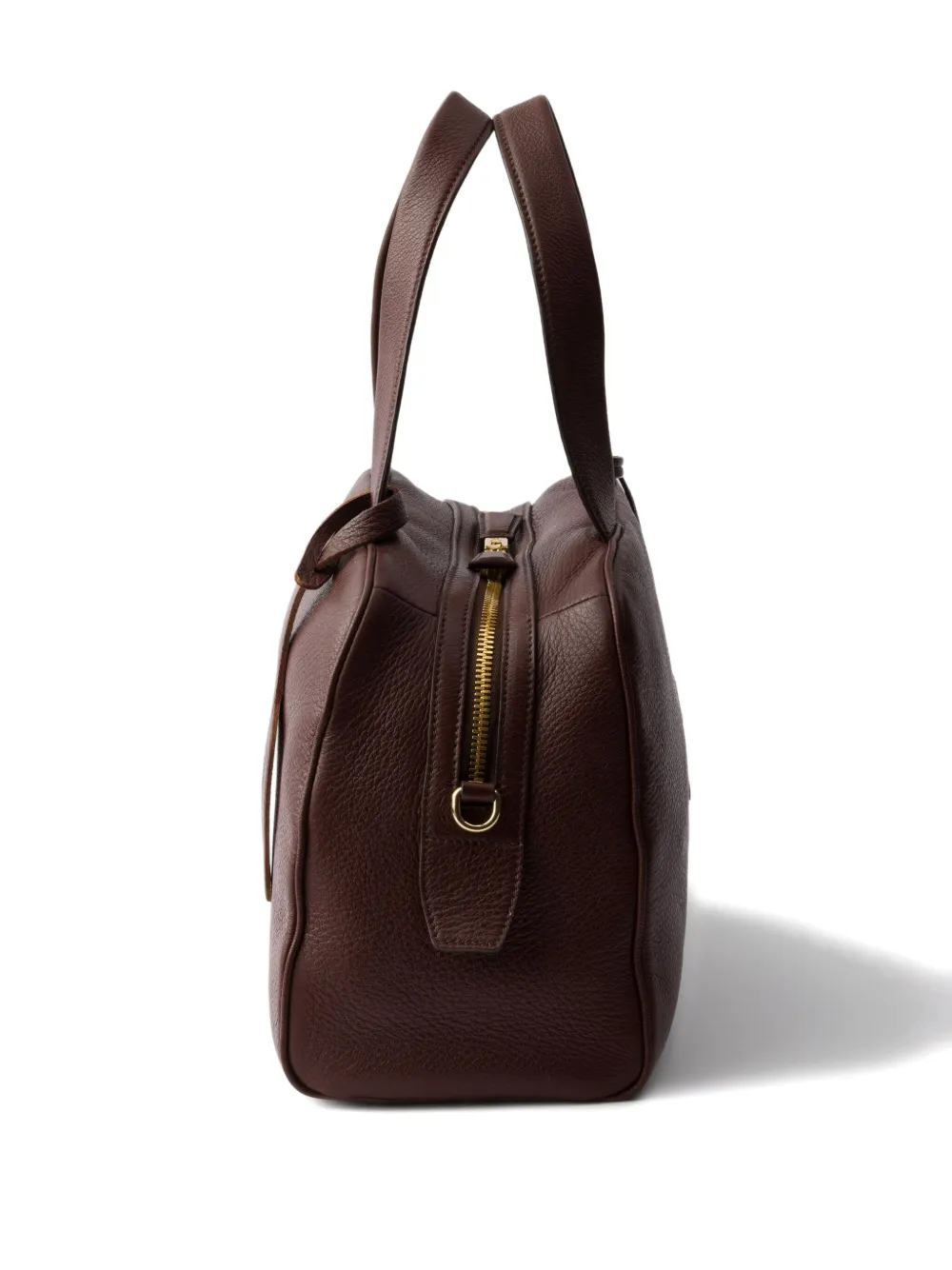 Prada Grote leren shopper met handvat Bruin